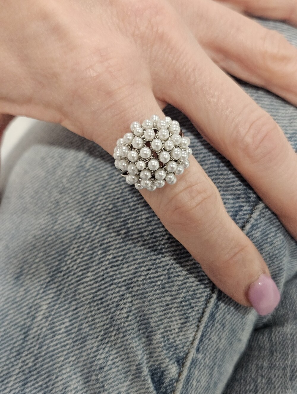 Cluster Pearl Statement Ring - White Pearls - Picture 3 of 16